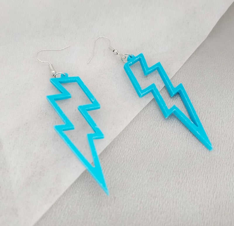 Modpide 80s Neon Earrings Hollow Lightning Bolt Halloween Punk Retro Earrings for Women 80's Party Accessories - Image 1